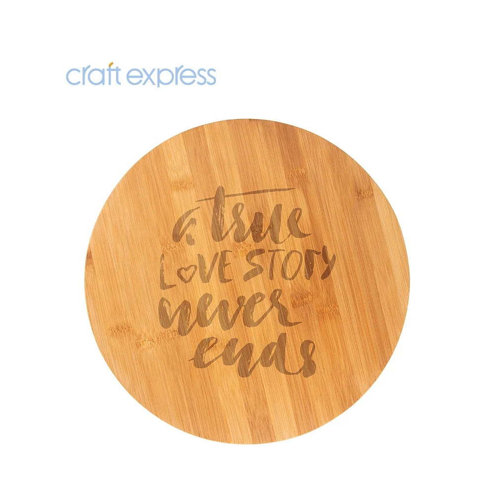 

Craft Express Photo Engrave Supply Custom Round Bamboo Laser Engraving Round Bamboo Cutting Board Serving For Cheese Pizza