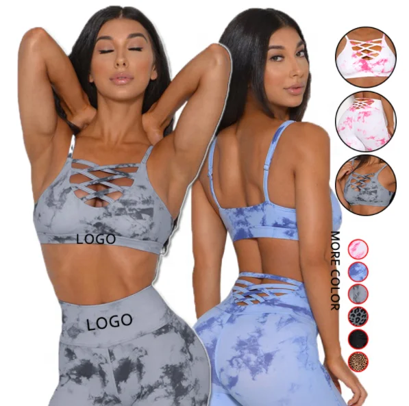 

wholesale custom Leopard Print Sportswear tie dye yoga wear Clothing Gym Fitness Wear High Waisted Workout Leggings Yoga Set