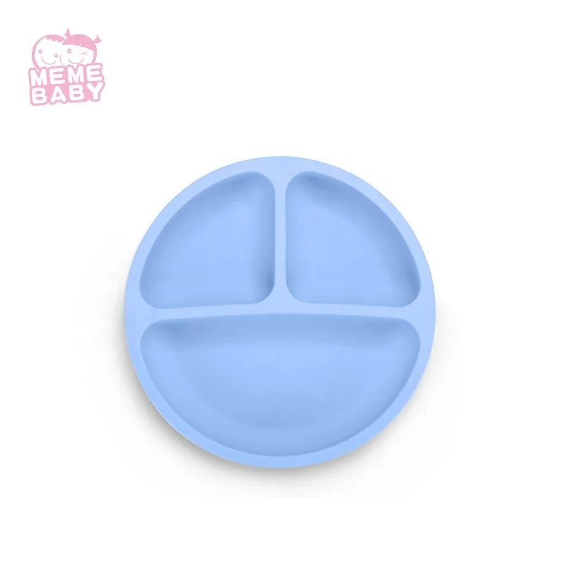 

LFGB BPA Free Custom Nordic Divided Baby Infant Toddler Kids Silicone Tray Plate Bowl With Divider Utensil Dishes Flatware, Blue, light blue, dark blue, pink, customized