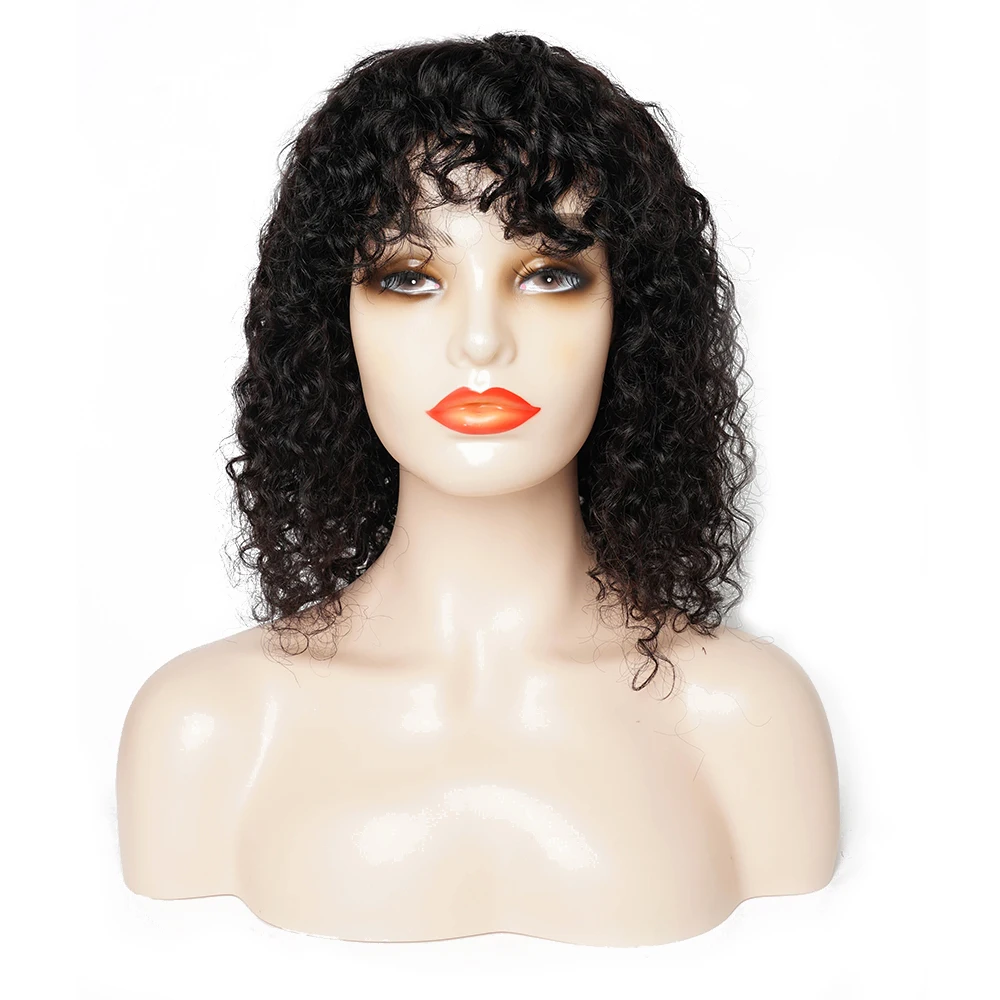 

New Style Wholesale Brazilian Human Hair Fringe Short Curl Wigs, New Style Wigs For Black Women