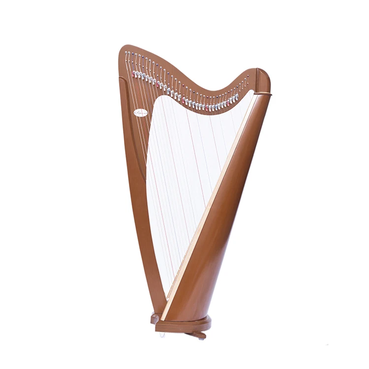 

38 Strings Harp Walnut color Musical Instrument Floor Harp with Halftone