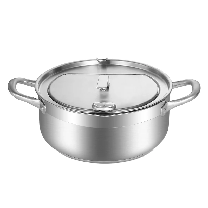 

Drop shipping Japanese Tempura Frying Pan With Oil Filter&Thermometer Deep-fried Chicken Pot Stainless Steel Deep Fryer Pot