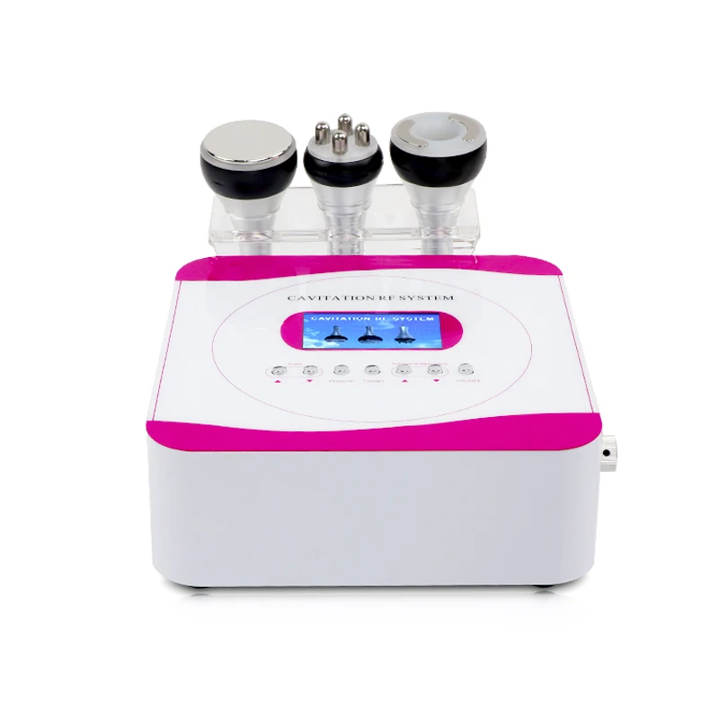 

40k Vacuum Cavitation 3 in 1 Body Slimming RF Machine Skin Rejuvenation Spa Salon Negative Pressure Shaping Machine for Home Use, White+pink