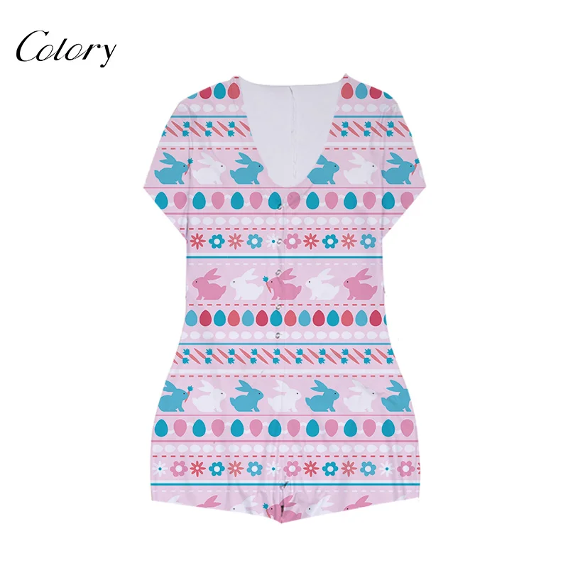 

Colory 2 Piece Short Set Rompers Women Cartoon Sleepwear, Picture shows