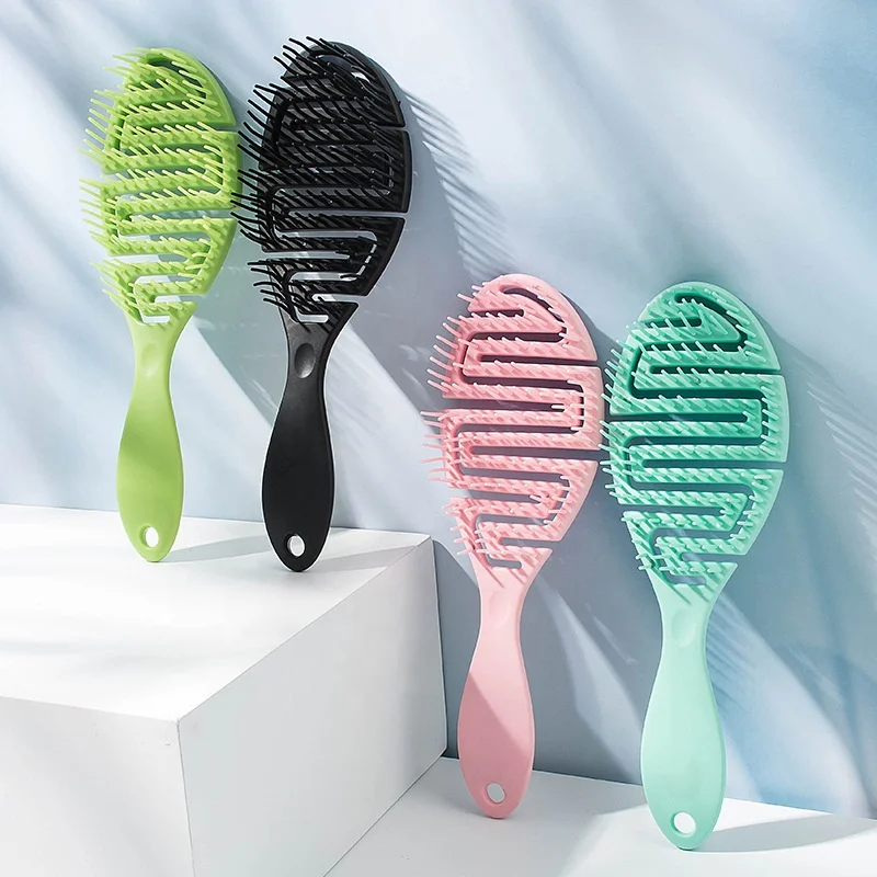 

Curly Hairbrush Plastic Custom Hair Combs Set Detangling Wide Tooth Comb, Pink green black blue