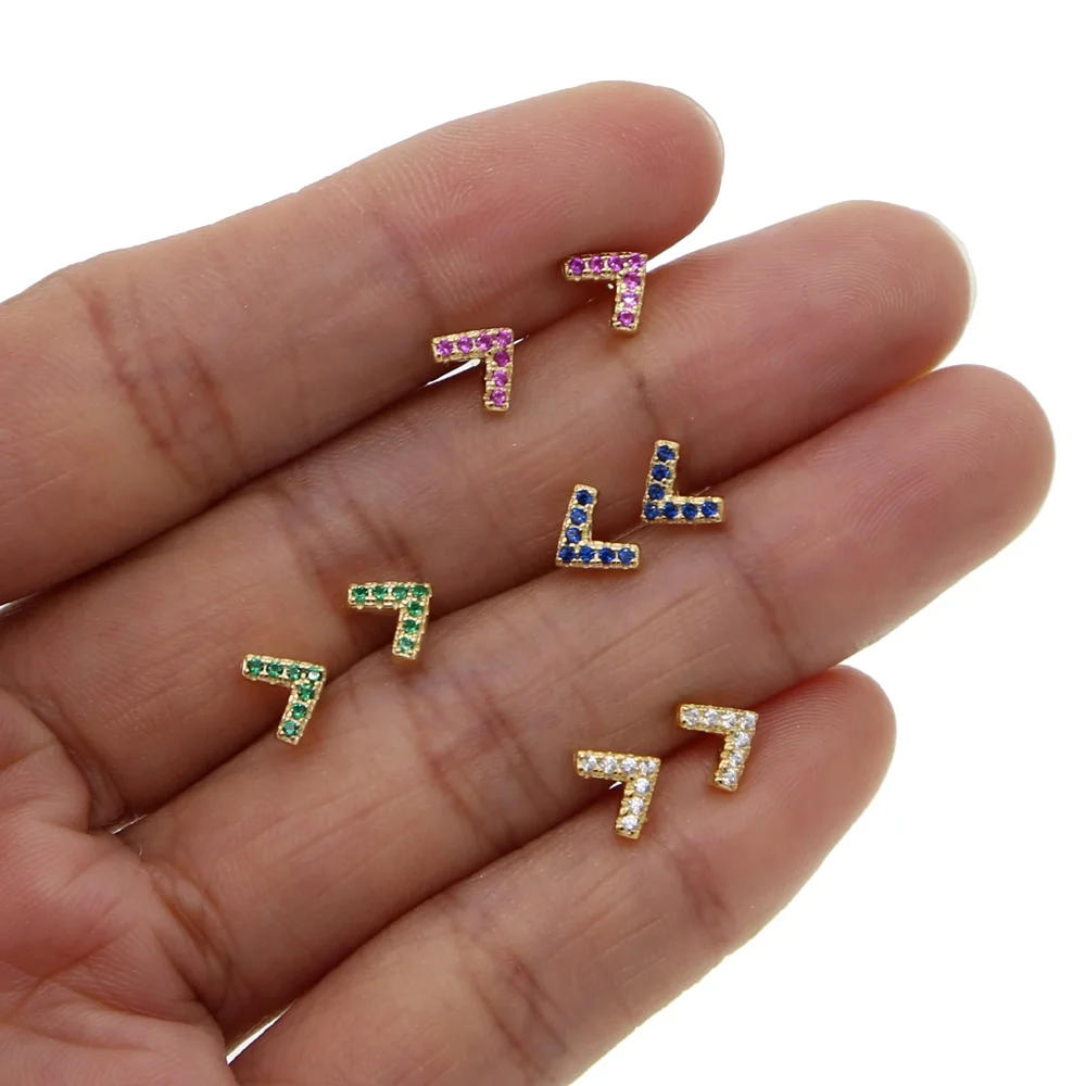 

Gold vermeil 100% 925 sterling silver jewelry mimi small studs set red blue green white cz arrow earring multi piercing stud