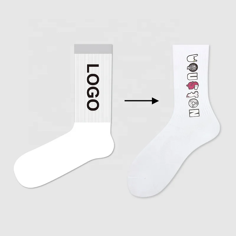 

HEPOLILO OEM Custom Logo With Letters Colorful Patterns Thrashe Knit Men Women Sport Socks 100% Cotton Crew Ribbed Sport Sock Ma