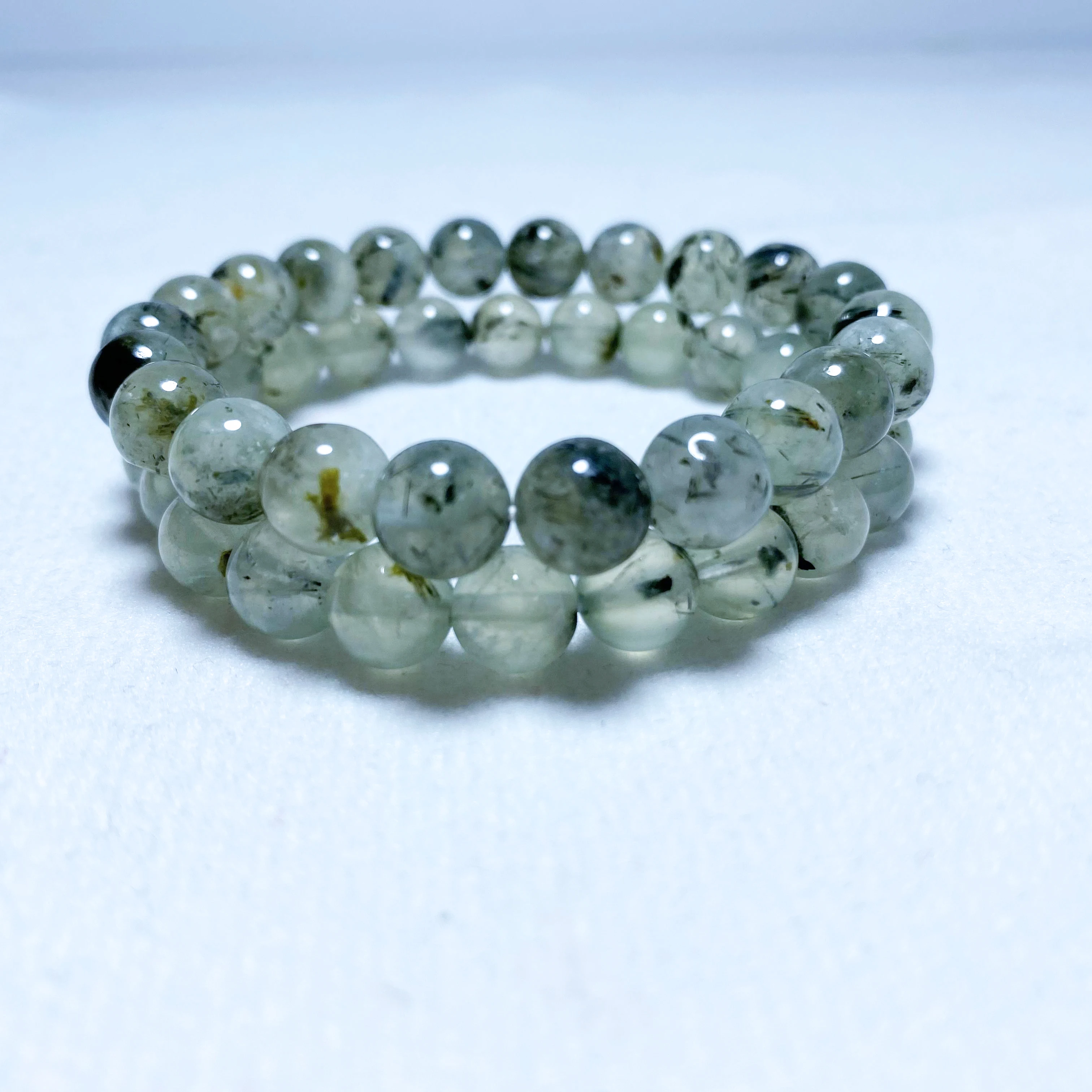 Precious Real Lucky Healing Natural 8mm Prehnite Crystal Stretch Stone Bead Bracelets for Women and Men