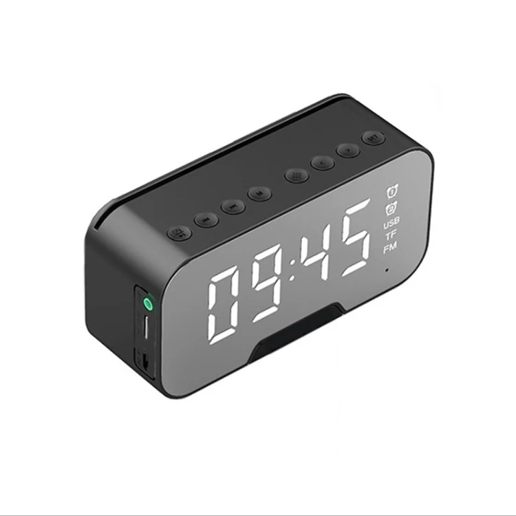 

Fm Bluetooth Speaker Two Sets Alarm Clock Led Mirror Loudspeaker TfCard Smart Speaker With Fm Radio Microphone Bluetooth Speaker