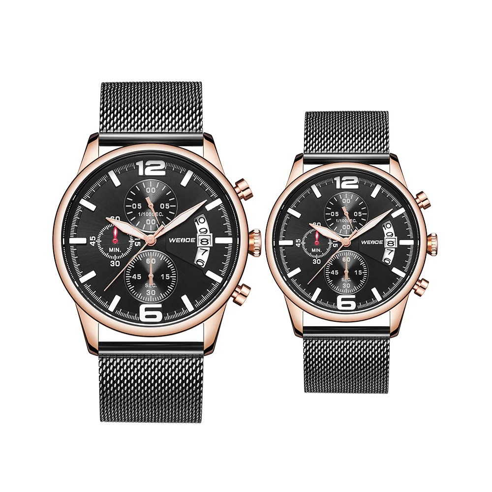 

WEIDE New Fashion Quartz Stainless Steel Ultra Tin Mesh Strap Chronograph Custom Logo Luxury Unisex Watch