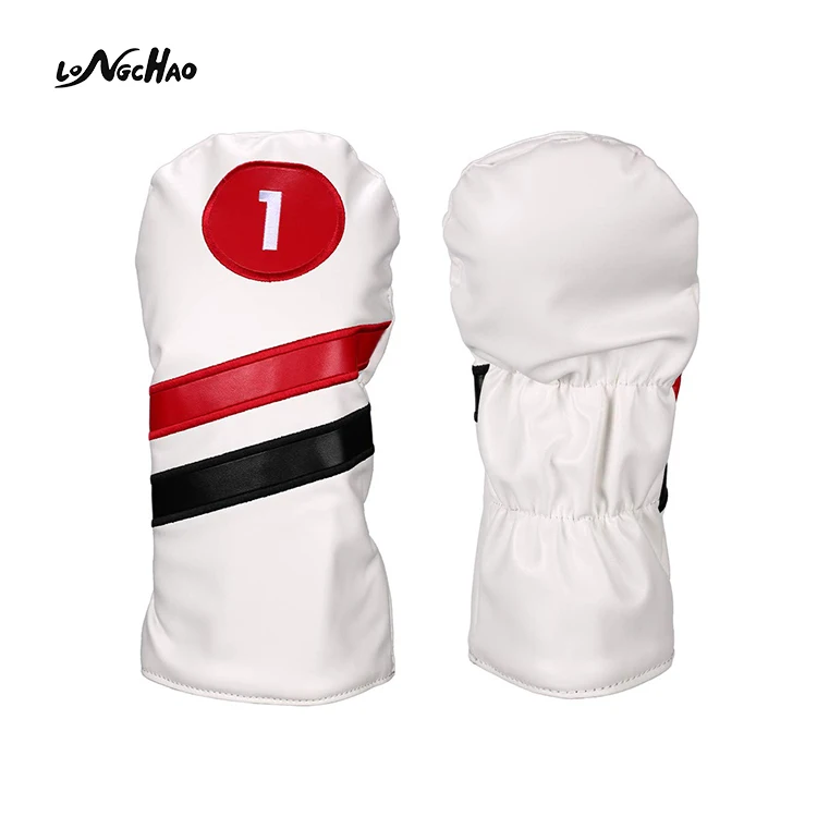 

2020 Hot Selling custom Leather Golf Wood Cover Golf Headcovers, White