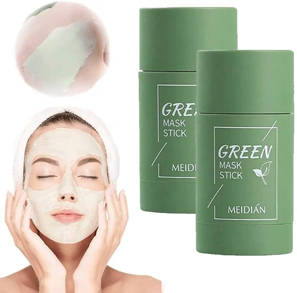 

Green tea purifying clay Mask removes blackheads facial moisturizer oil control deep cleansing pores green mask stick