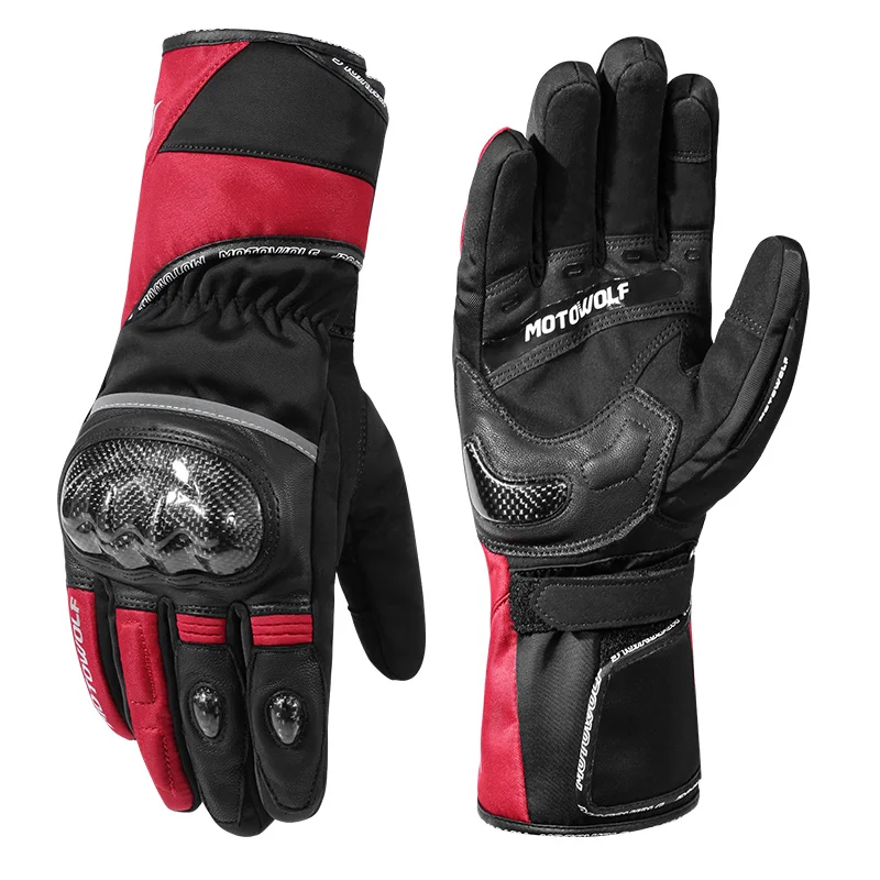 

MOTOWOLF Men Leather Windproof Mountain Bike Gloves Riding Gloves Motorcycle For Cycling, Black/green/red