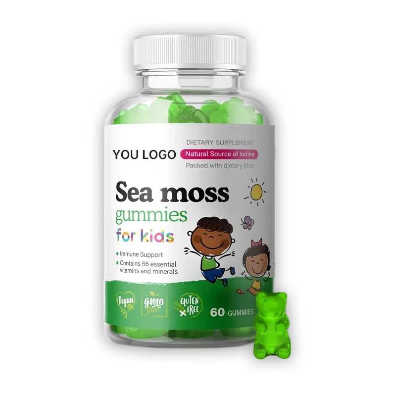 

Private Label Vegan Sea Moss Gummies Apple Flavor Immune Energy Supplement Kids Seamoss Gummies for Children