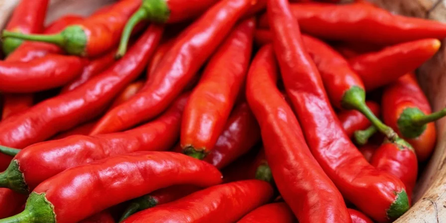 Various types of red chile peppers laid out for comparison