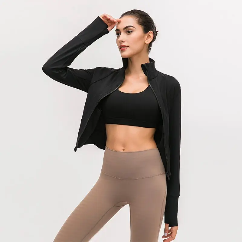 

Autumn/Winter Tight Long Sleeve Jacket Suit Sport Wear Workout Coat Clothes Ladies Yoga Outfit