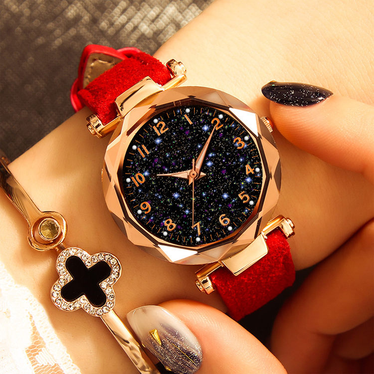 

Fashion Women's Starry Sky Watch leather Buckle Bracelet Dress Watches