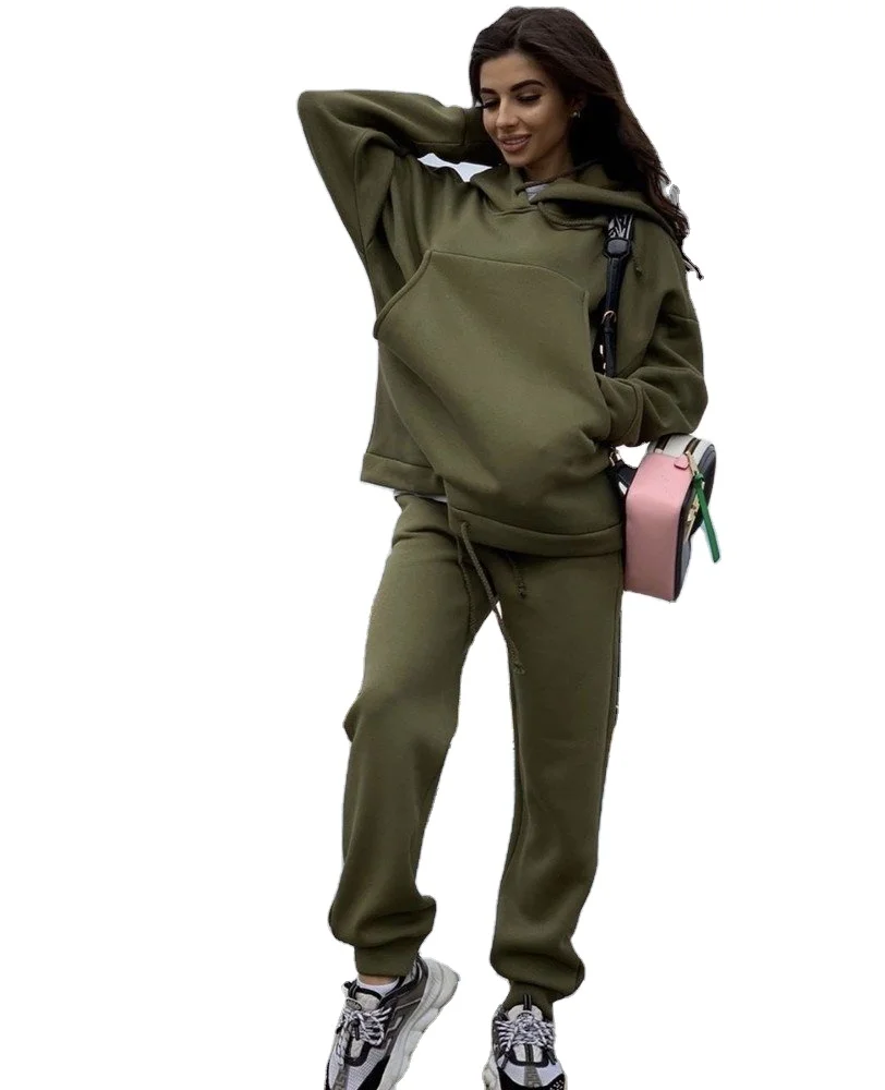 

Pure Color Sweater Casual Ladies Sweater Casual Two-piece Suit