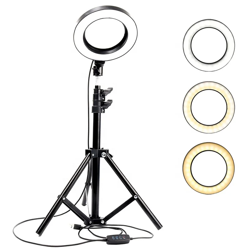 

Dimmable Ring LED lamp Studio Camera Ring Light Photo Phone Video Light Lamp With Tripods Selfie Stick Ring Fill Light 26cm, White