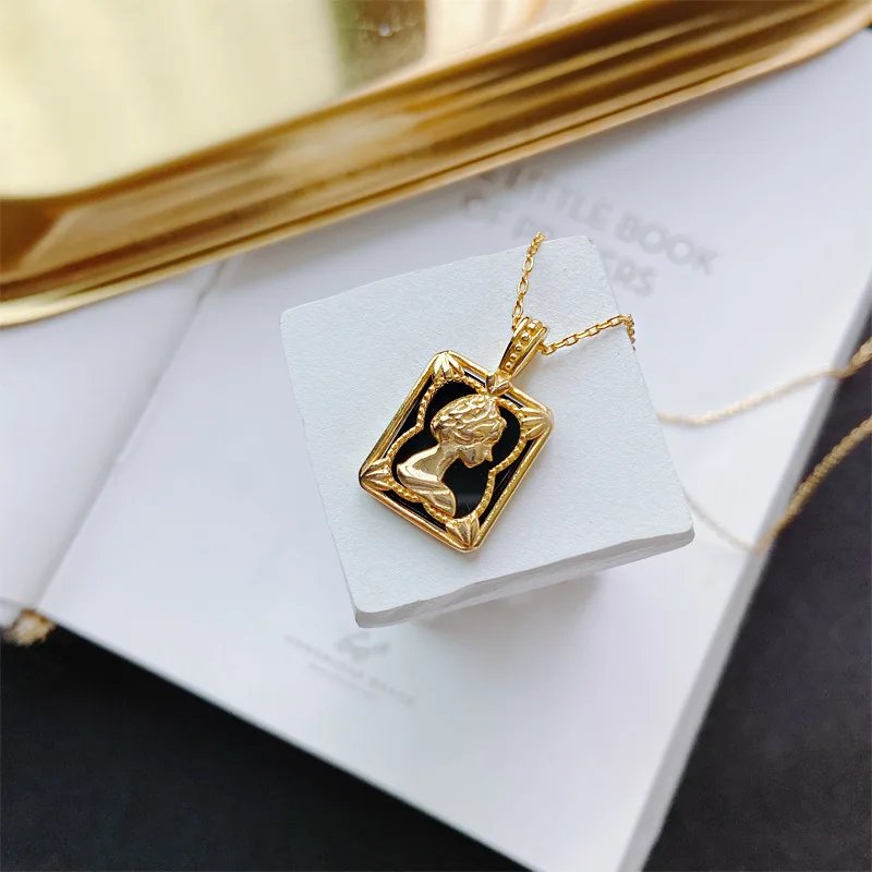 

Shangjie OEM joyas Fashion Women Necklace Jewelry Vintage Court Style Beauty Rilievo Necklaces 925 Sterling Silver Necklace, Gold