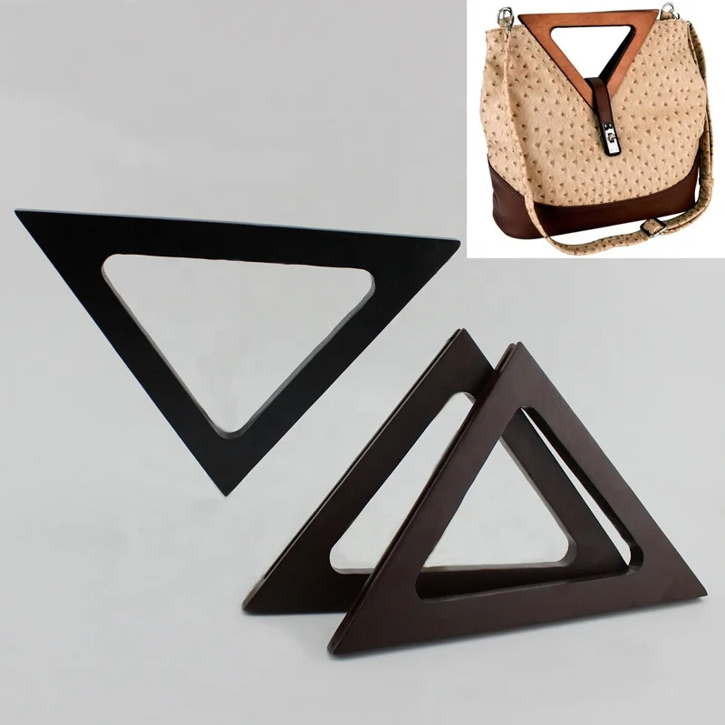 

Nolvo World 2 colors 24*20cm Wood Triangle DIY leather bags handbags handle,Triangle Screw Wood purse handle frame