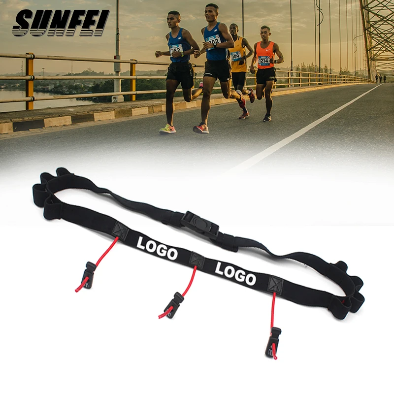 

SunFei custom logo braided elastic belt Holder Reflective Marathon Belt Triathlon Number Race Belt