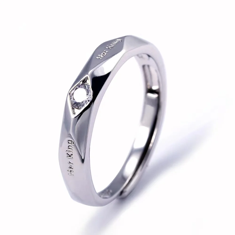 

Diamond copper lovers Ring with text Faddish Factory directly sale, Silver color