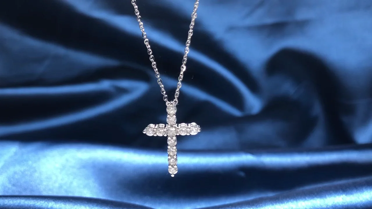 925 Sterling Silver Cross Pendant Necklace Def Color Vvs Moissanite