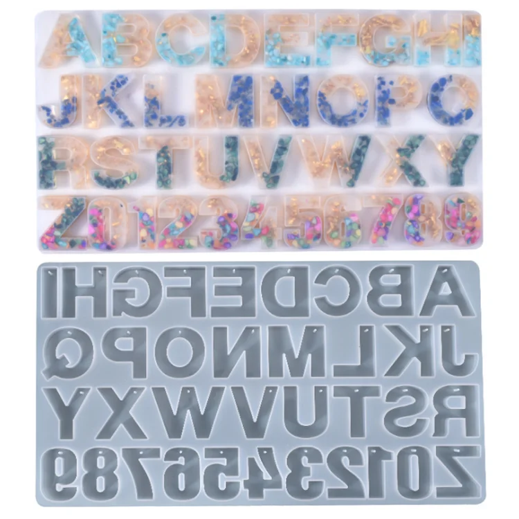 

Y2877 DIY Resin Epoxy Jewelry Silicone Letter Alphabet Mold With Hole, Random