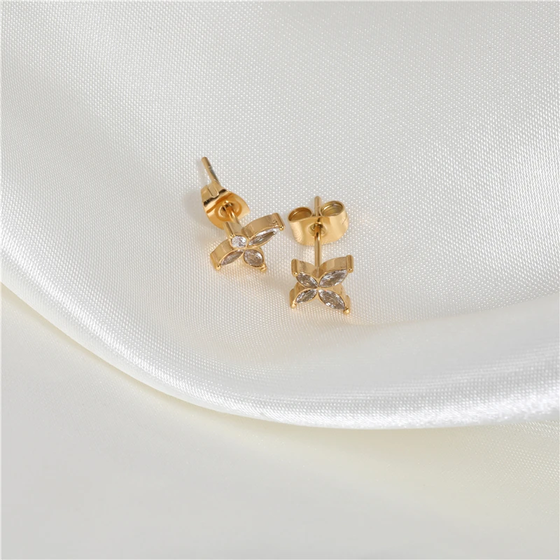 

New Minimalist Zirconia Butterfly Stud Earring Dainty Stainless Steel Jewelry