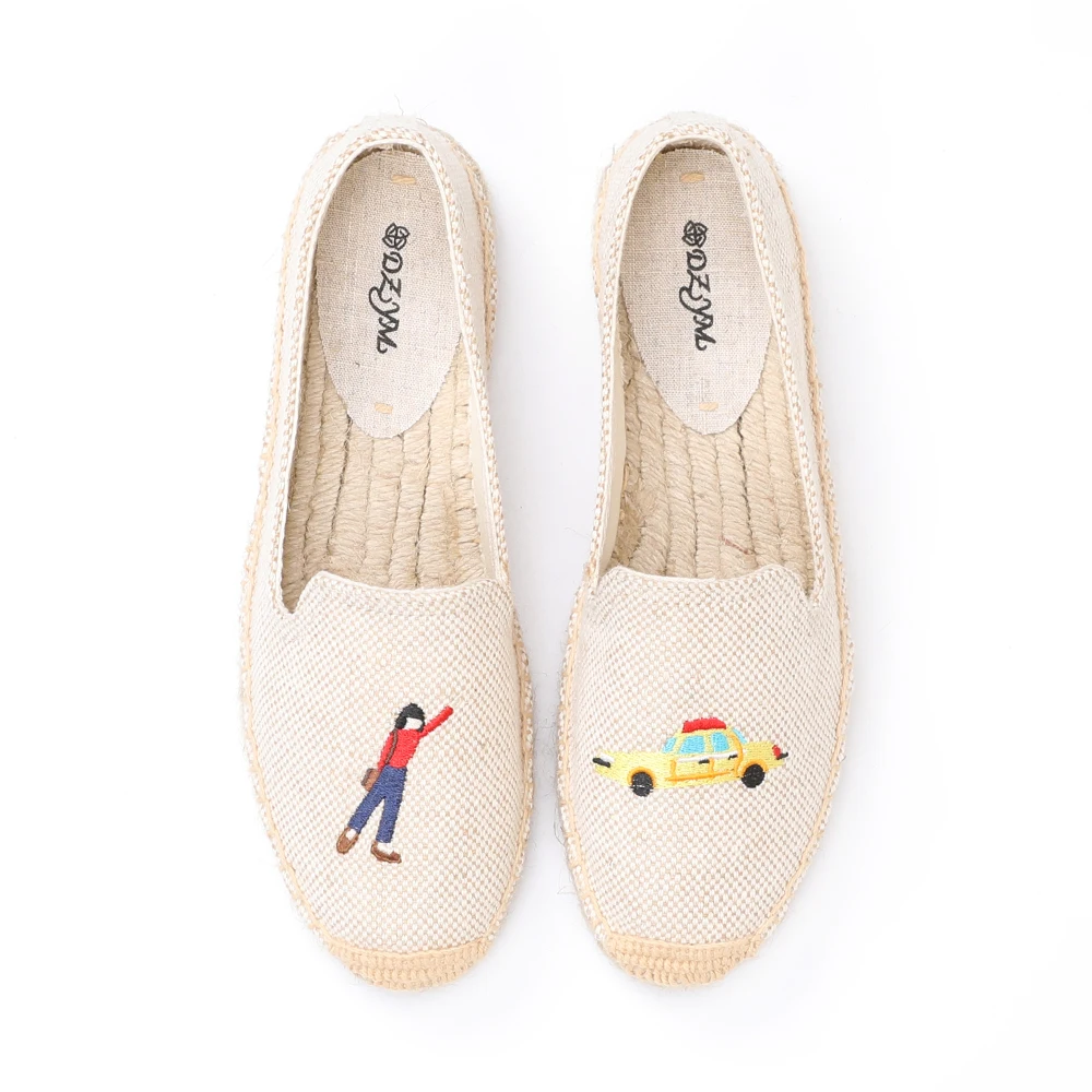 

Hot sale ladies canvas casual thick-soled espadrilles breathable casual one-legged lazy shoes flat linen shoes, Mix colors