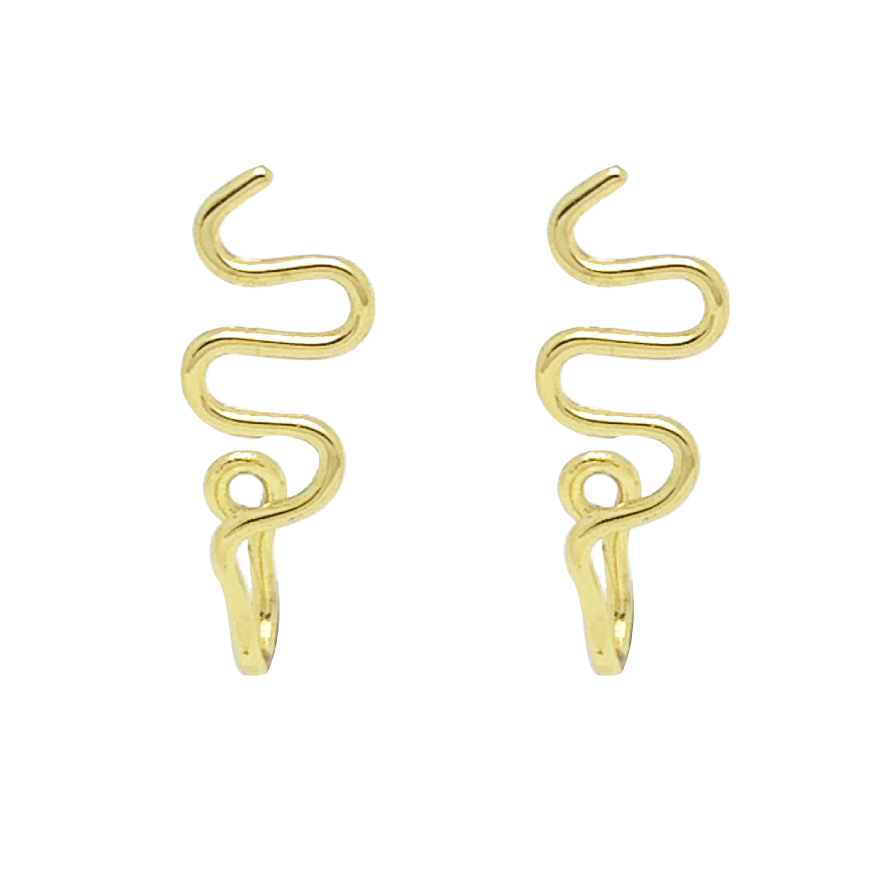 

Eico 18k Gold Plated Nose Cuffs 2021 New Trendy Snake Shape Line Simple Design Fake Nose Ring For Women And Men