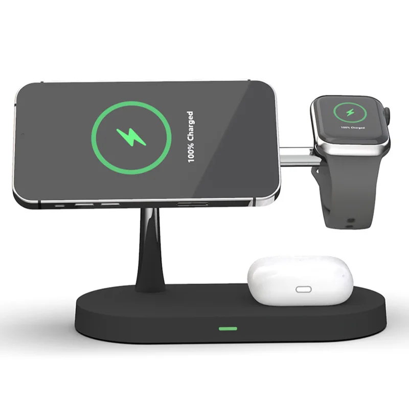 

New Product 15W Magnetic Fast Charging Charger T268 3 in 1 Qi Phone Holder Wireless Charger Stand