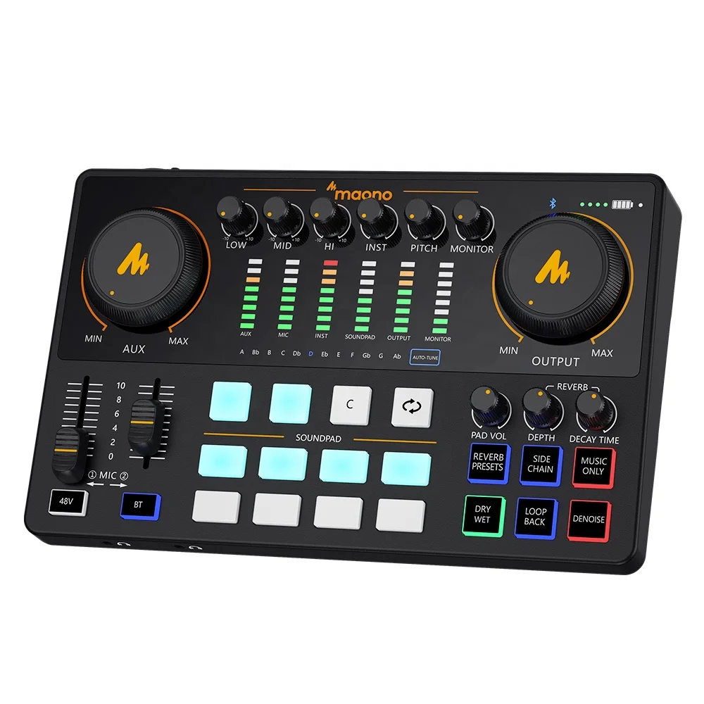 

MAONO Audio Interface Mixer Professional Recording Studio Monitor Audio Interface Sound Card Live Stream External Sound Cards