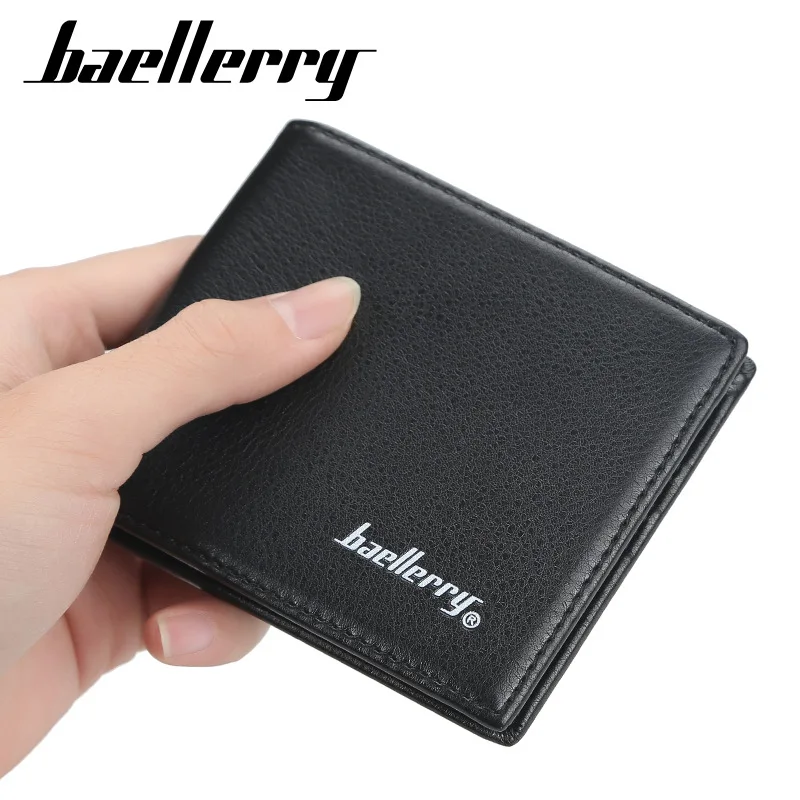 

Wholesale Baellerry Brand men short wallet casual ultra-thin soft PU leather purse money clip, Black,brown