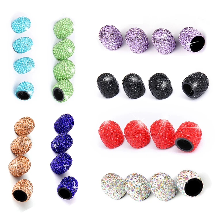 

Custom Fashion Diamond Handmade Crystal Rhinestone Tire Valve Stem Caps Chrome Plated Attractive Shiny Auto Parts