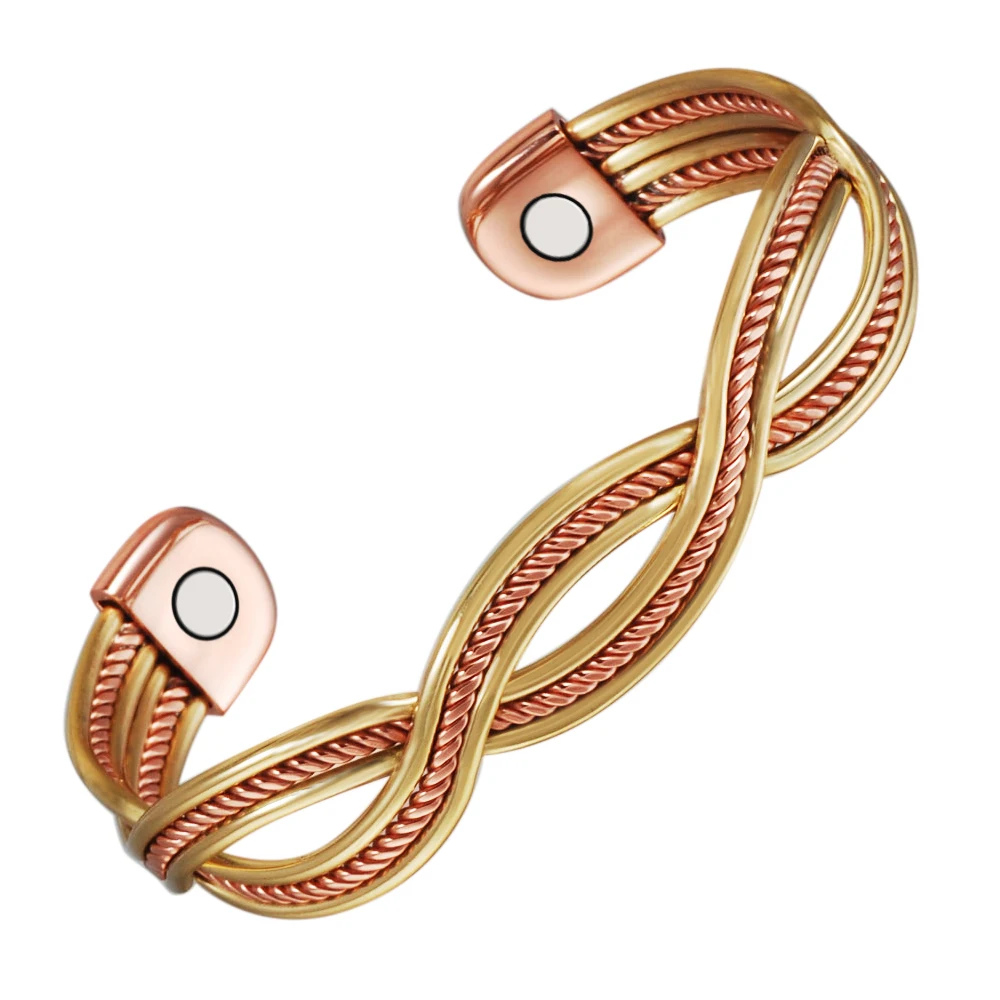 

Wollet Twist Cable Bangle Rose Gold Plating Copper Magnetic Bangle