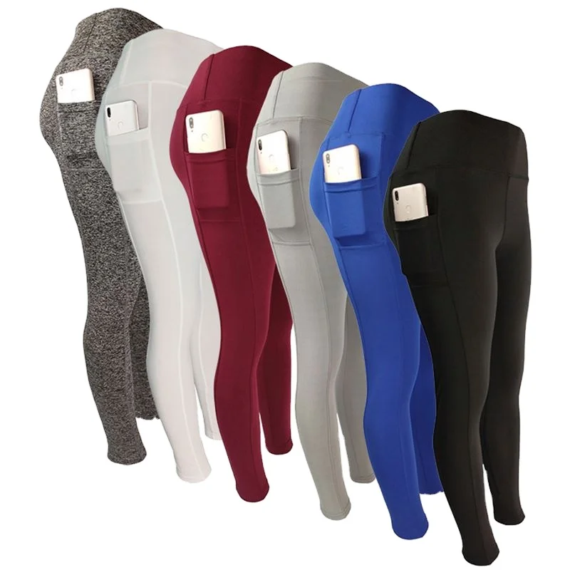 

New 2021 Solid Color Piece High Waist Yoga Pants Custom Logo Apparel Women Pocket Legging For Woman, Black, gray, hemp gray, burgundy, white, blue