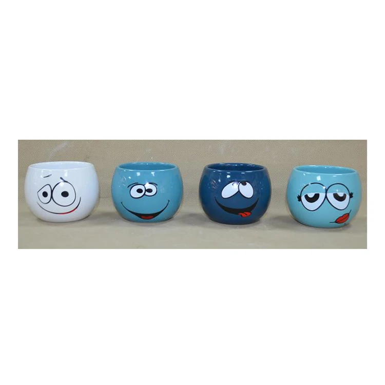

Customized Smiley Design Magnetic Floating Petit Ceramic Flower Pot, As photo