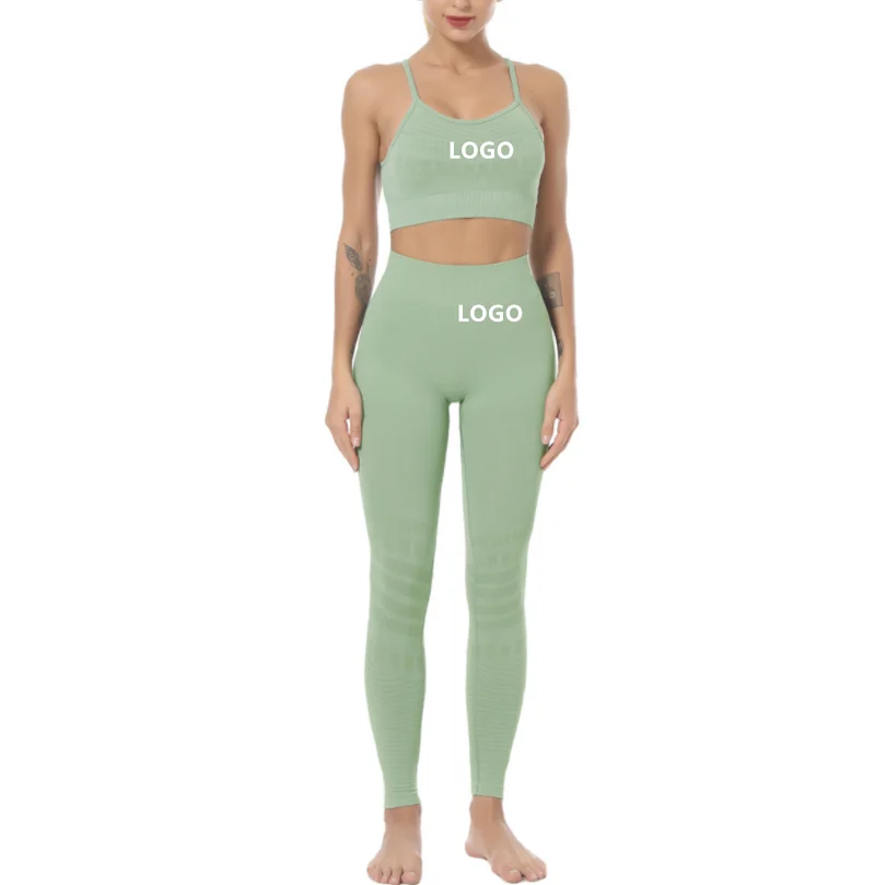 

Top Selling Custom Sport Bra Fitness Two Piece Running Tight Female Two Piece Active Yoga Sets, As picture