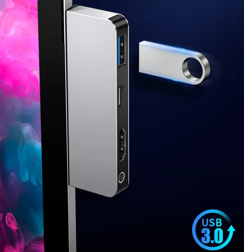 Usb Type C Hub Jack Audio Usb 3.0 Hdtv Adapter For Microsoft Surface Go