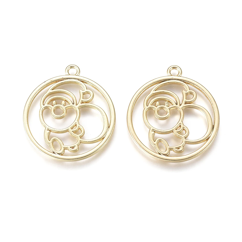 

PandaHall Round Ring Santa Claus Open Back Bezel Pendants, Gold