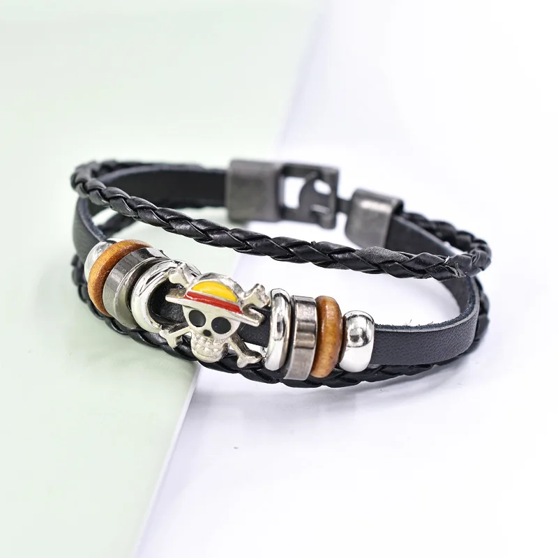 

Anime One Piece Accessories Jewelry men women PU Braided Bracelet