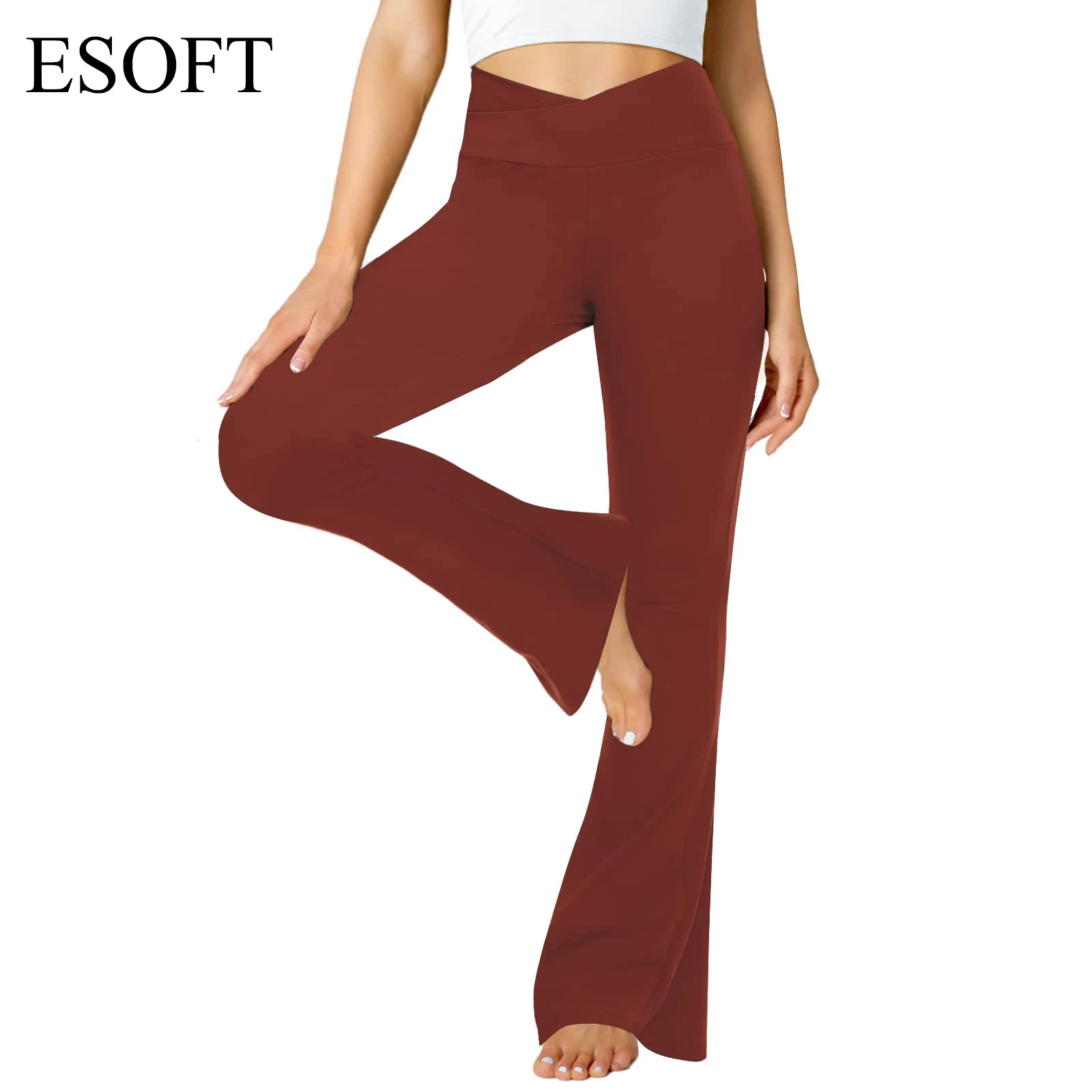 

ESOFT Women's Bootcut High Waisted Causal Pants Stretch Long Solid Wide Leg Pants Trousers