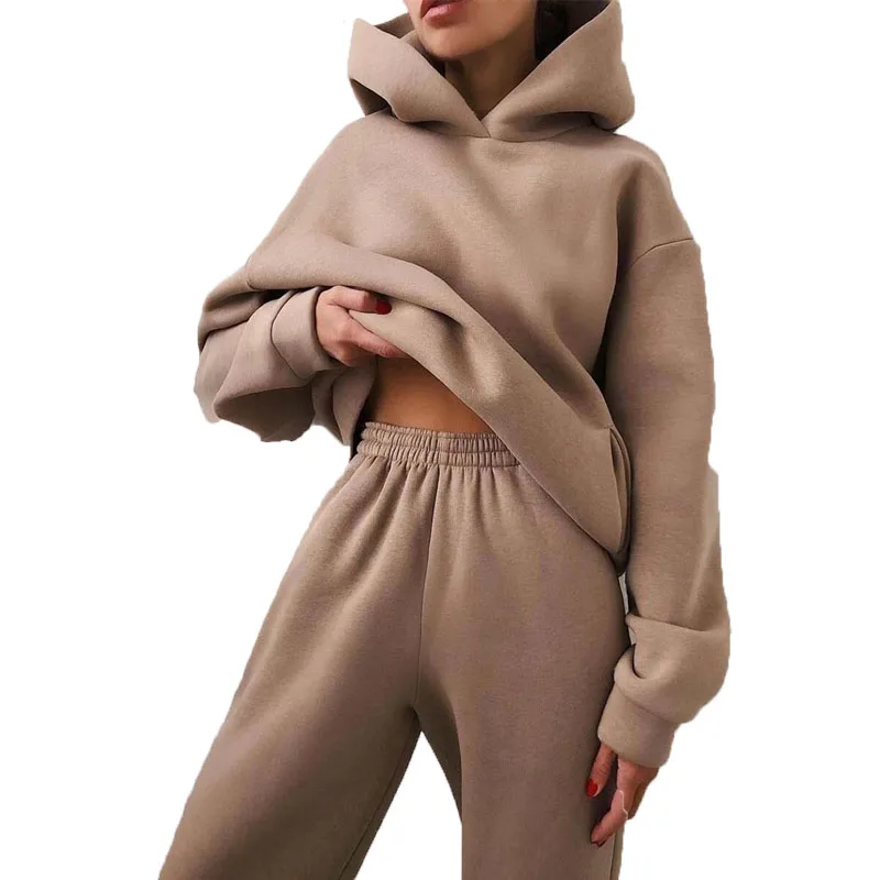 

Custom Winter Pullover Hoodies Sets Women Tracksuit Loose Autumn Long Pant Fashion Sports Suit Female 2 Piece Set women, Customized color