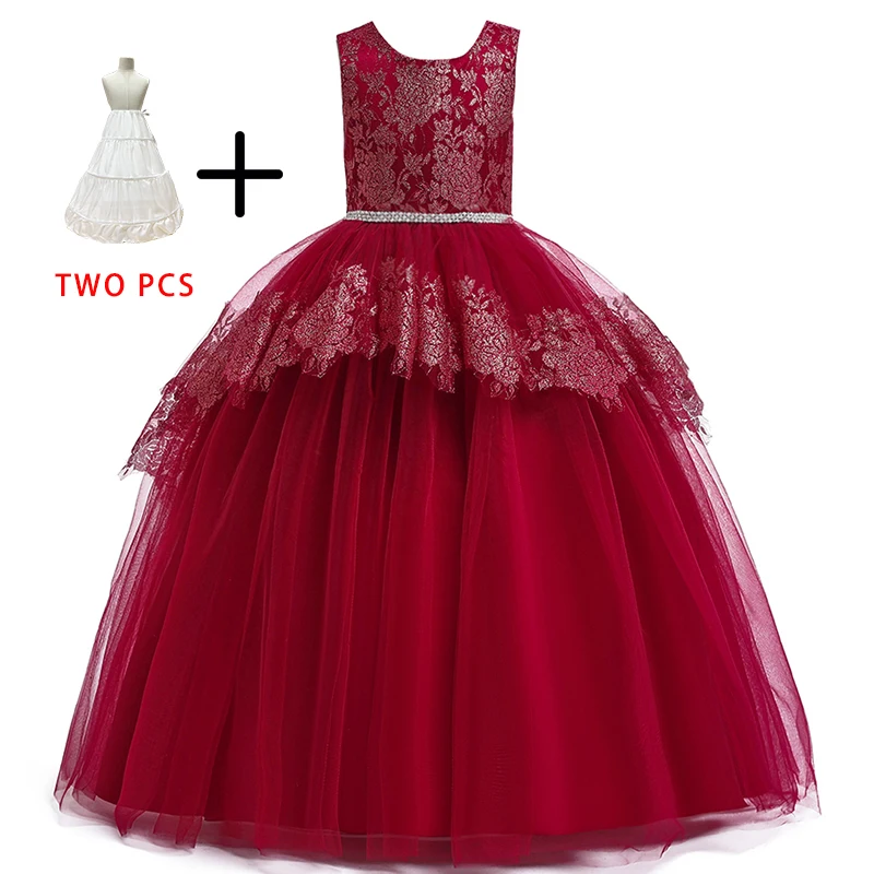 

Baby Ball Gowns Kids Long Party Wedding Dress Children Sleeveless Floor-length Sequins Dresses LP-230, Pink.wine red.champagne.purple