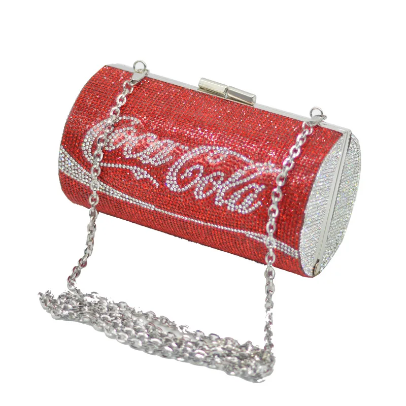 

2020 Selling Coke Diamond Purses Women Clutch Bags Mini Evening Rhinestone Crystal Bag Women, Red silver