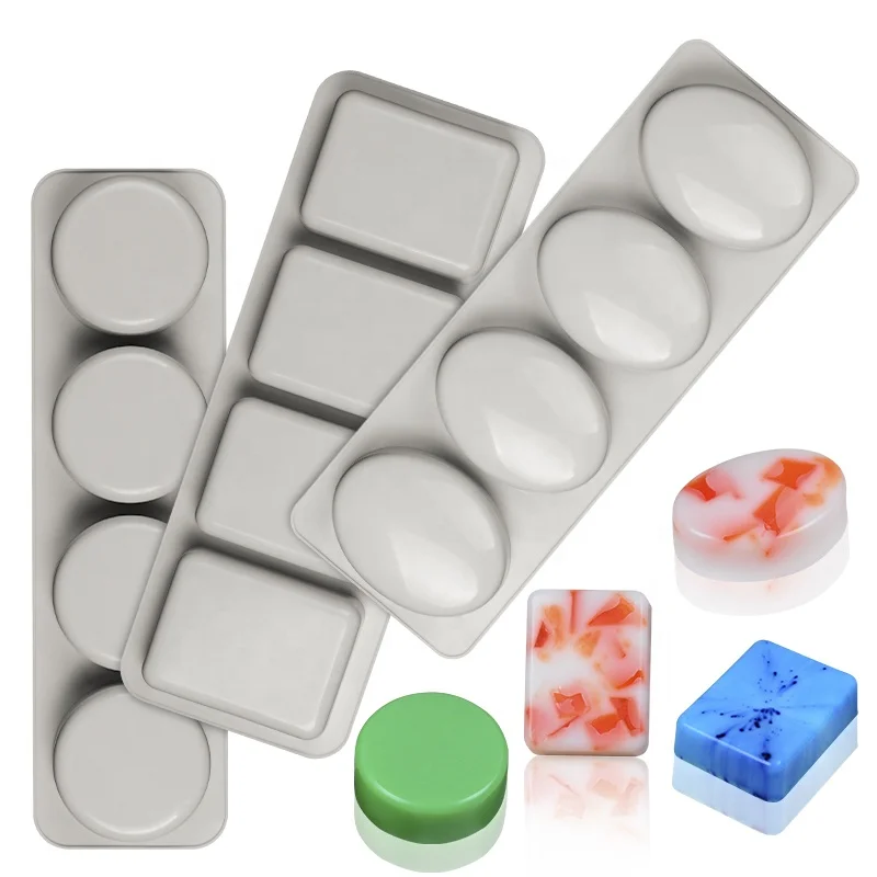 

3PCS/Set Silicone soap mold diy handmade craft 3d soap mold 4 cavity square soaps candle molds fun gifts, As picture or as your request