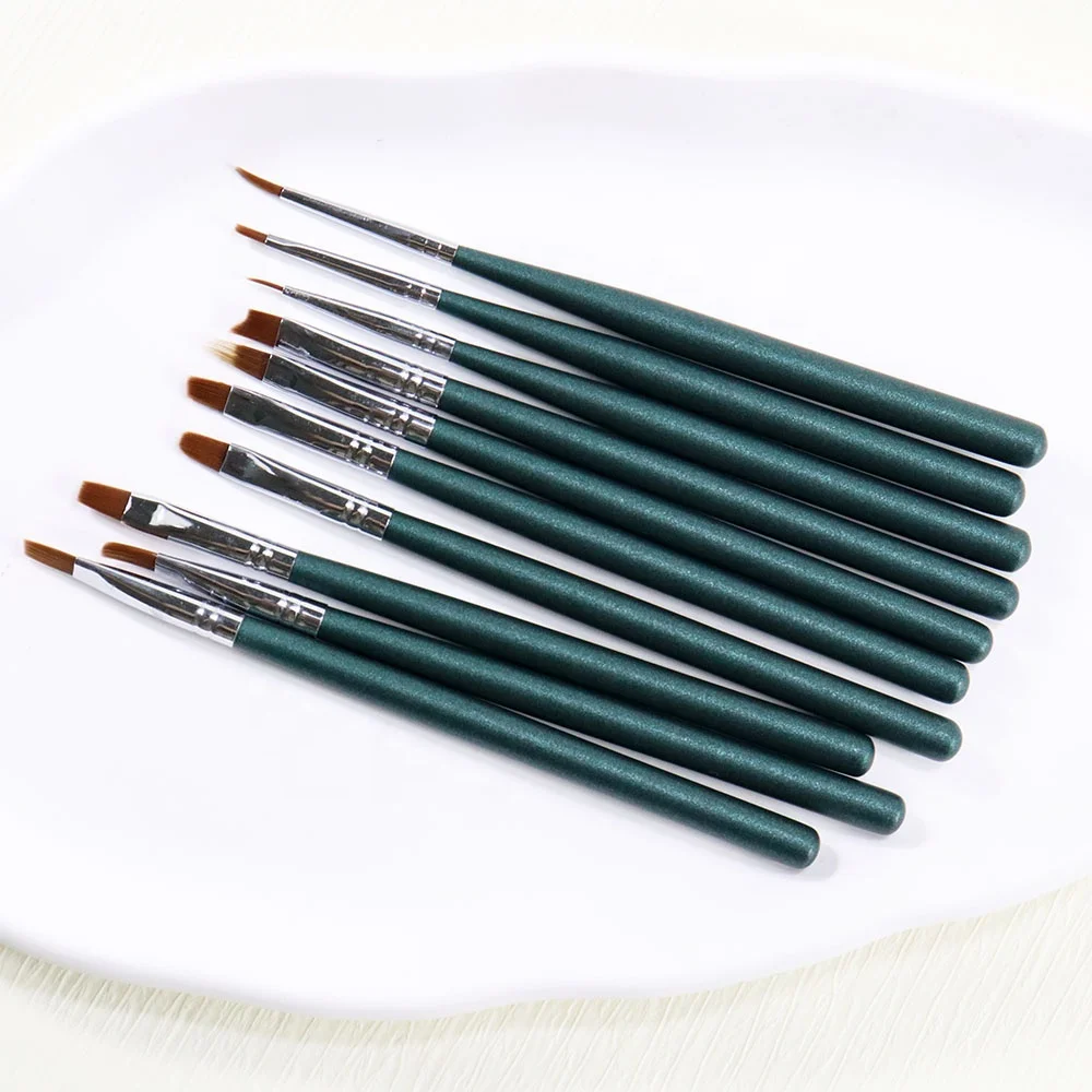 

10PCS Phototherapy Halo Dye Fine Nail Art Brush Nail brush with Wooden Nail Brush Polish Tool Set