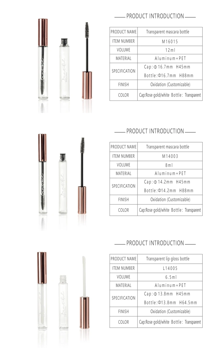 7.5ml Mascara Tube Rose Gold Empty Custom Clear Lip Gloss Tubes Buy